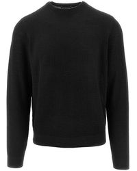 Emporio Armani - Jacquard Wool Crewneck Swerater - Lyst