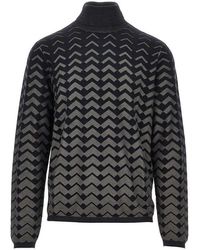 Emporio Armani - Knitted Turtleneck With Chevron Motif - Lyst