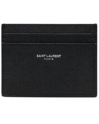 Saint Laurent - Grain De Poudre Leather Cardholder - Lyst