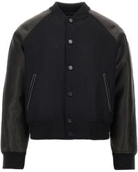 Givenchy - Wool And Leather Bomber With Logo Patch - Lyst