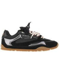 Pinko - Suede Leather And Nylon Sneakers - Lyst