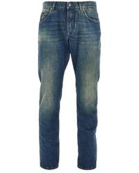 Dolce & Gabbana - Regular Fit Jeans With Logo Plate - Lyst