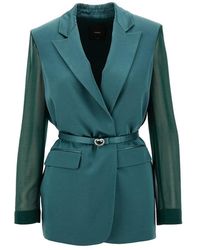 Pinko - Satin Jacket With Georgette Sleeves - Lyst