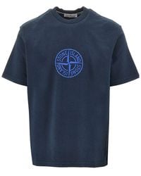 Stone Island - Logo Print Organic Cotton T-Shirt - Lyst