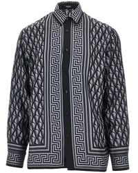 Versace - 'V Greca' Print Silk Shirt - Lyst
