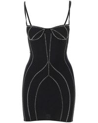 The Attico - Strass-Embellished Sablé Mini Dress - Lyst