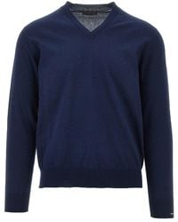 Prada - V-Neck Cotton Sweater - Lyst