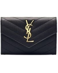 Saint Laurent - Grain De Poudre Leather Wallet - Lyst