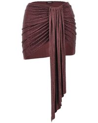 VENUJA - Strass-Embellished Draped Mini Skirt - Lyst