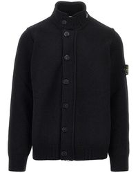 Stone Island - Knitted Cardigan With Logo Badge - Lyst