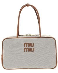 Miu Miu - Canvas And Leather Large 'Beau' Bag - Lyst