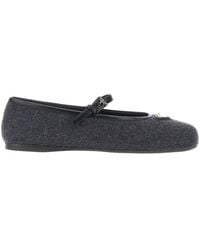 Prada - Wool Ballerinas With Triangle Logo - Lyst