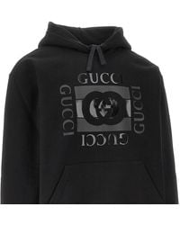 Gucci Wolf Logo Hoodie in Black for Men | Lyst