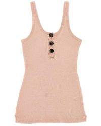 Chloé - 'Henley' Ribbed Cotton Tank Top - Lyst