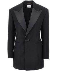Saint Laurent - Grain De Poudre Single-Breasted Tuxedo Jacket - Lyst