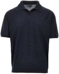 Emporio Armani - Virgin Wool And Silk Polo Shirt - Lyst