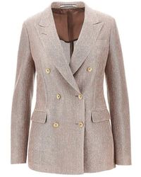 Tagliatore - 'Parigi' Cotton Double-Breasted Jacket - Lyst