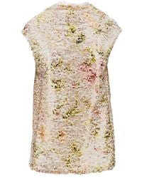 Alberta Ferretti - Floral-Print Sequinned Top - Lyst