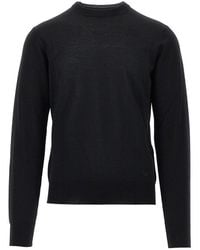 Emporio Armani - Virgin Wool Sweater With Eagle Embroidery - Lyst