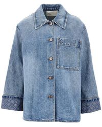 Tory Burch - Denim Jacket With T Monogram Motif - Lyst
