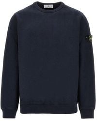 Stone Island - Crewneck Cotton Sweatshirt With Logo Badge - Lyst