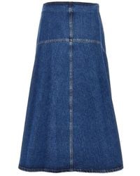 Weekend by Maxmara - Cotton Denim Long Skirt - Lyst