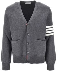 Thom Browne - Cotton Cardigan With 4 Bar Detail - Lyst