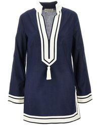 Tory Burch - Cotton Voile Tunic Mini Dress - Lyst