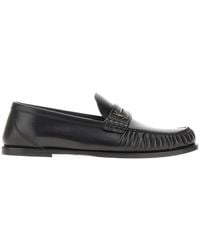Saint Laurent - Leather Loafers With Cassandre Logo - Lyst