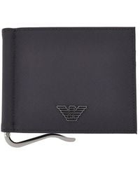 Emporio Armani - Faux Saffiano Leather Bi-Fold Wallet - Lyst