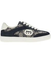 Gucci - Leather And Gg Fabric 'G74' Sneakers Kids - Lyst