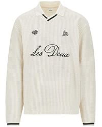 Les Deux - Knitted Polo Shirt With Logo Embroidery - Lyst