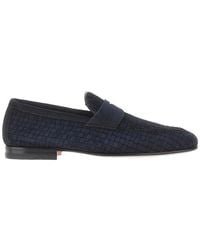 Santoni - 'Carlo' Suede Leather Penny Loafers 8 - Lyst