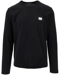 Dolce & Gabbana - T-Shirt A Manica Lunga Con Placca Logo Uomo - Lyst