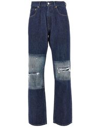 MM6 by Maison Margiela - Distressed Effect Straight Leg Jeans - Lyst