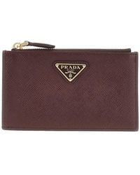 Prada - Saffiano Leather Cardholder Pouch - Lyst
