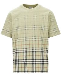 Burberry - Cotton T-Shirt With Faded Check Motif - Lyst