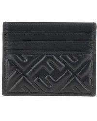 Fendi - Leather Cardholder With Embossed Ff Motif - Lyst