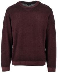 Emporio Armani - Garment Dyed Wool Crewneck Sweater - Lyst
