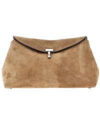 TOTEME - Suede Leather 'T-Lock' Clutch - Lyst