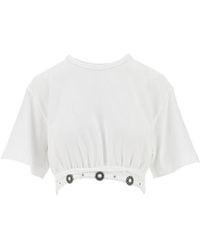 Pinko - Cropped T-Shirt With Texan Details - Lyst
