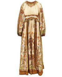 Zimmermann - 'Indra' Cotton And Silk Long Dress - Lyst
