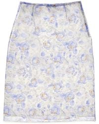 Prada - Printed Nylonette Midi Skirt - Lyst