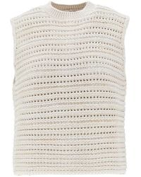 Emporio Armani - Openworked Knit Top - Lyst