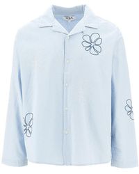 Wax London - 'Corey' Embroidered Cotton And Linen Shirt - Lyst