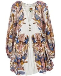 FARM Rio - Sea Garden Print Cotton-Blend Mini Dress - Lyst