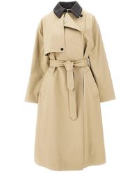 Bottega Veneta - Gabardine Trench Coat With Nappa Collar - Lyst