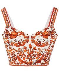 Dolce & Gabbana - Charmeuse Top With Maiolica Print - Lyst