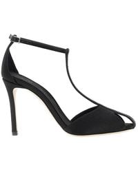 Emporio Armani - Satin T-Bar Heeled Sandals - Lyst