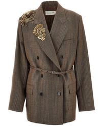 Dries Van Noten - Embroidered Oversized Double-Breasted Jacket - Lyst